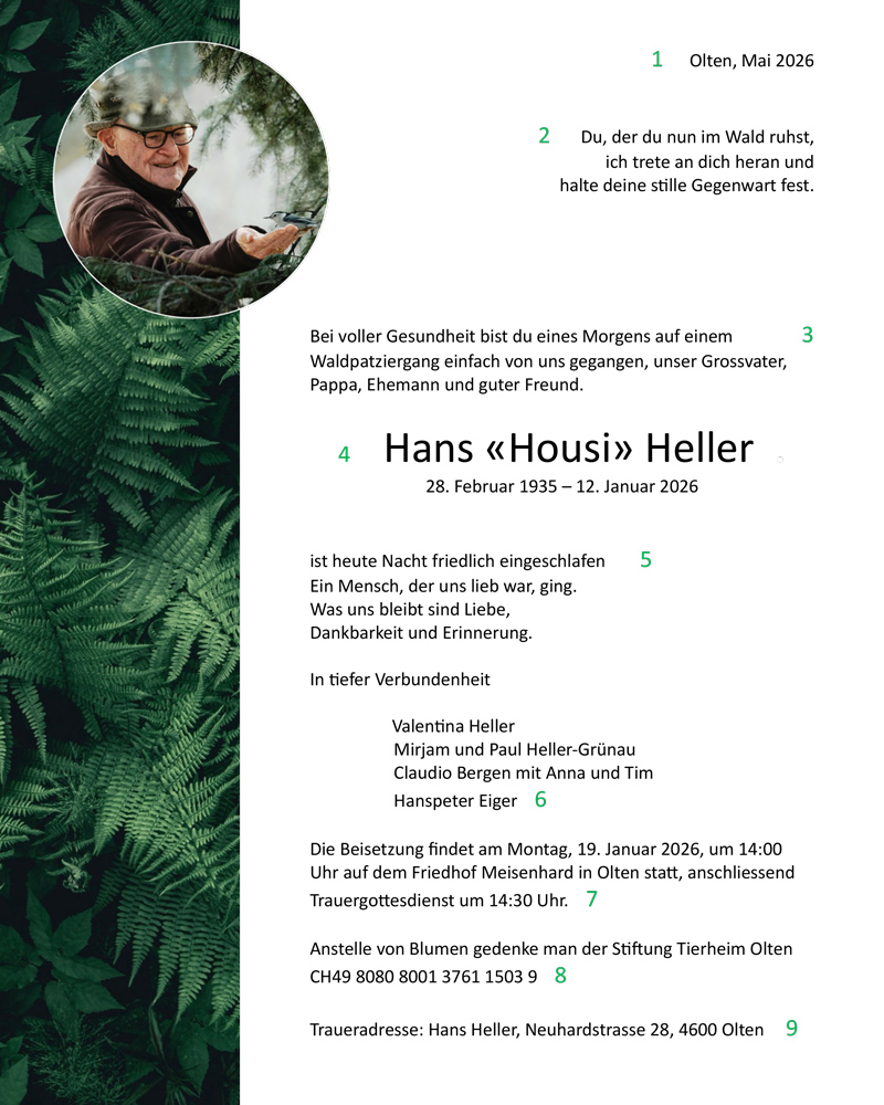 Beispiel Todesanzeige